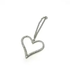 シルバー ハート型 チャーム クリスタル付き