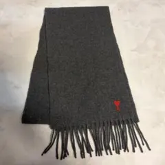 Ami Paris アミパリス ハートロゴ ウールマフラー グレー