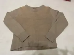 ベージュ 長袖 リブ編み セーター