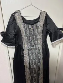 黒ドレス レース装飾付き 中世ヨーロッパ XL