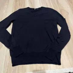 ユニクロ　エクストラファインメリノ　Vネックニット　セーター　M ネイビー