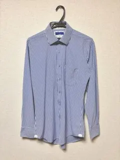 【SHIRT HOUSE】ストライプシャツ L ネイビー Slim Fit 長袖