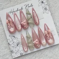 ネイルチップ マグネットネイル ピンク 韓国 ワンホン ギャルネイル ロング