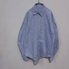 SHEENA シーナストライプキャンディスリーブブラウス　ブルー