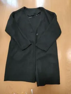 aquaist 黒 M ボタン付きロングコート