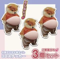 おなか ぷにぷに シール 柴犬 3D 立体 ステッカー 3枚 ぷっくりお腹 いぬ