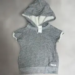 新品タグ付GAP kidsグレー フード付きパーカー半袖スウェット綿100%