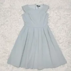 上品✨️　Rene basic ルネ フレンチスリーブ フレアワンピース　水色のサムネイル