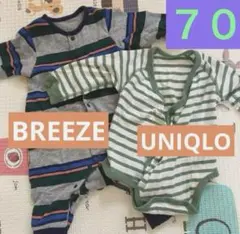 BREEZE・UNIQLO 70サイズ　ボーダーお洋服2点セット　秋