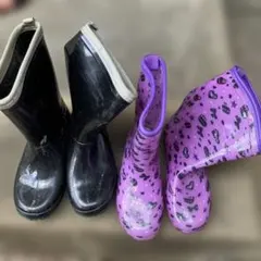 レインシューズ　2足セット　22cm 黒　ブラック21cm 紫色 長靴