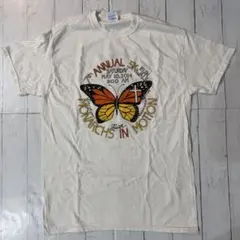 【US古着】企業ロゴ バタフライ Tシャツ 白 XL 2014年