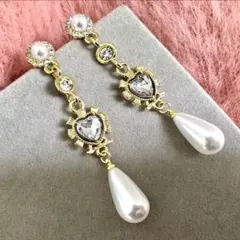 ラインストーンイヤリングGパールイヤリングジルコニアビジューイヤリングG大ぶり