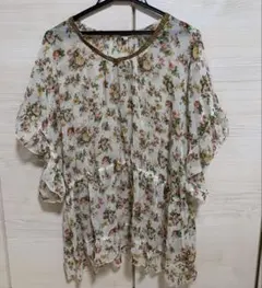 森ガール 花柄 M チュニック 透け感 フェアリーグランジ