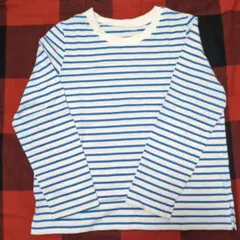 白と青のストライプ 長袖Tシャツ M-L
