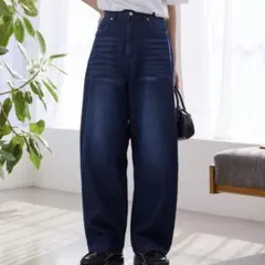 クイックドライ ワイドストレートデニムパンツ　Mのサムネイル