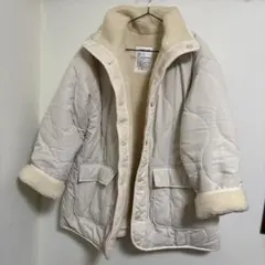 アイボリー キルティング ボア ジャケット