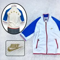 NIKE トラックジャケット　トリコロール　半袖　刺繍　ワッペン　スウォッシュ