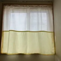 小窓用　カフェカーテン　ホワイトレース　レモンイエローのサムネイル