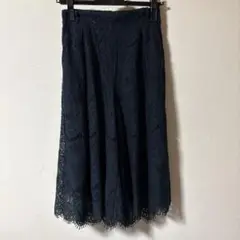 ダークブルー レース フレアパンツ
