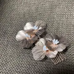 花モチーフ ヘアクリップ 2個組