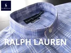 【美品】ラルフローレン 長袖シャツ チェック柄 バンドカラー シャツ XL