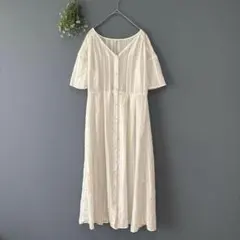 ディスコート［F］大人ナチュラル◎さらり薄手フレアスリーブロングシャツワンピース