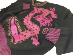 90S”ジャンボ尾崎J’s ドラゴン金ラメ LLサイズニット