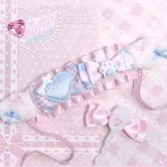 ぬい服 ぬい ヘッドドレス パフェ 猫耳 10cm ピンク ハンドメイド 水色