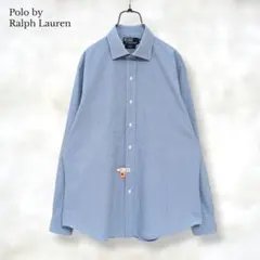 ラルフローレン CUSTOMFIT 00s ブロード チェック シャツ 青 XL