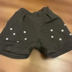 メゾピアノ花柄刺繍 半ズボン 130cm 黒