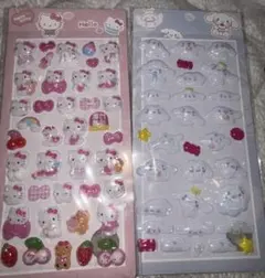 サンリオ　キティちゃん　シナモンシール2枚セット　3Dシール　ぷっくりシール