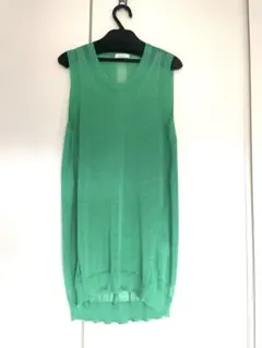 【未着用】ギャバジンK.T ニット ロング ジレ ベスト 9 M 麻100%