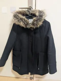 ZARA 黒いファー付きウールコート 11-12歳