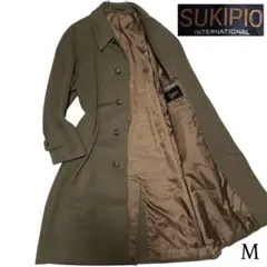 カシミヤ混【SUKIPIO】マキシ丈比翼チェスターコート 日本製 グレー M