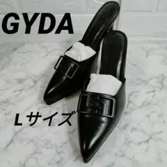 【最終値下】 GYDA ポインテッドトゥ ミュール ロゴ ブラック Lサイズ