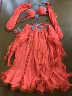 美品ベリーダンス衣装　Aida Style オリエンタル　オレンジのサムネイル