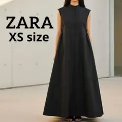 美品 ZARA サイドカットアウトワンピース XS ブラック マキシ ロング