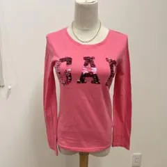 y2k archive GAP スパンコールロゴ　長袖カットソー　ピンク