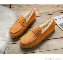 スエード ローファー風 ムートンブーツ