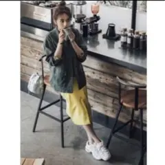 【新品☆美品】ウォッシュワークシャツ　Mサイズ　カーキ色