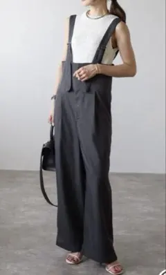 【新品】(ワイサロ)BONJOUR SAGAN ハイウエストワイドサロペット