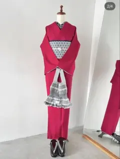 大塚呉服店 洗える色無地 チェリーレッド
