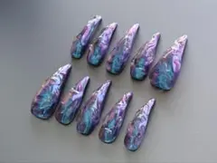 猫爪　ネイルチップ　イーグル　y2k メタリック　オーロラ　ウィッシュコア　水光