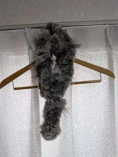 グレー ファー ロングマフラー