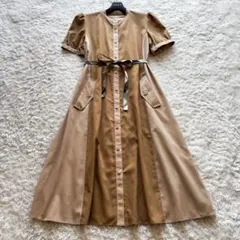美品 セオリーリュクス ロングワンピース ギャザー 23SS ベージュ