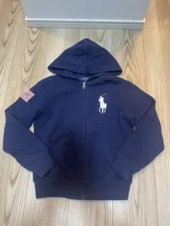 ポロラルフローレン　ビッグポニー　刺繍　ジップパーカー　星条旗　ネイビー　Y2K