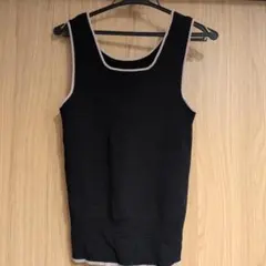 バイカラー ニット タンクトップ ブラック Mサイズのサムネイル