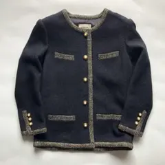 アドーア ADORE 金ボタンノーカラーウールジャケット 黒 ブラック 