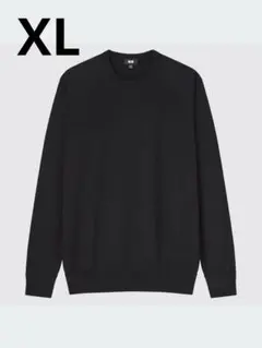 新品 ユニクロ エクストラファインメリノクルーネックセーター XL 黒