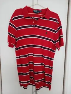 Ralph Lauren 赤 ストライプ ポロシャツ